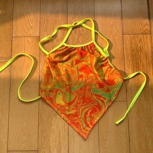 Rave With Mi Gente - The X Halter Top - Miami Spiral